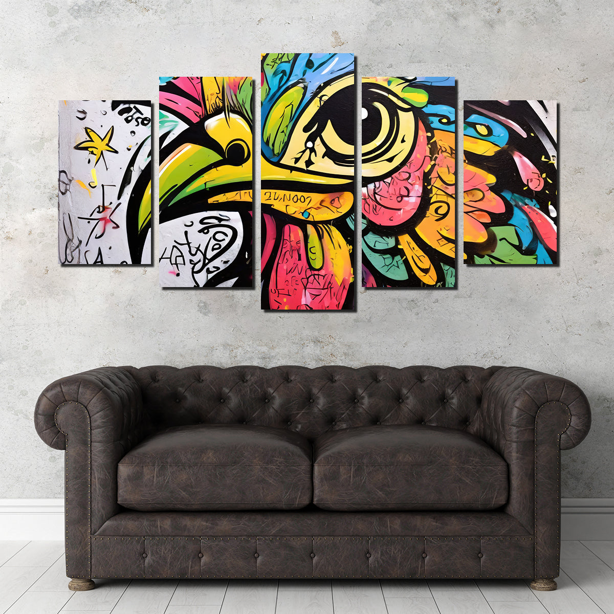 Rooster Graffiti Wall Art