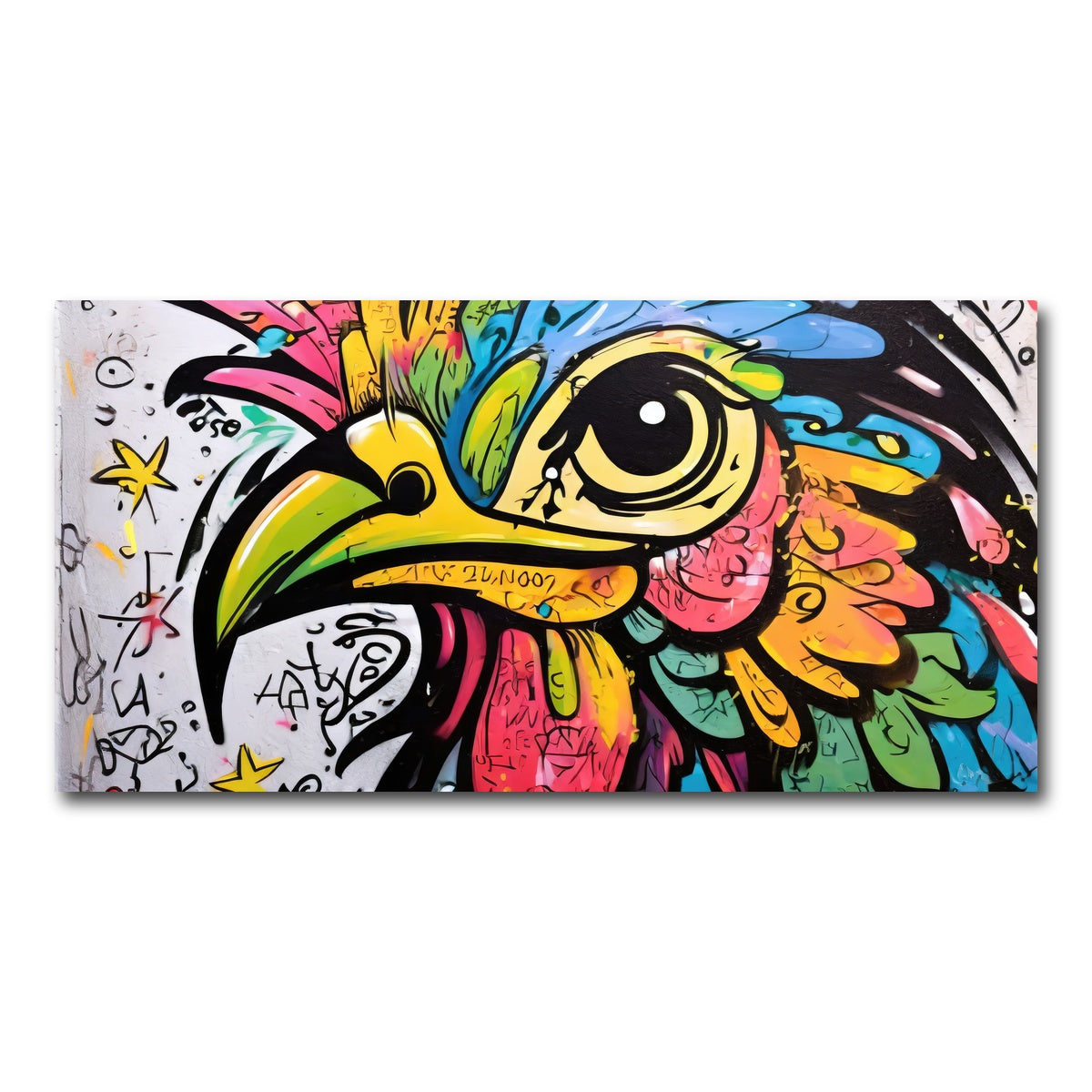 AUTO-MOCKUP WHITE | rooster graffiti | 1 Piece | Gallery Wrap Canvas | group=2x1