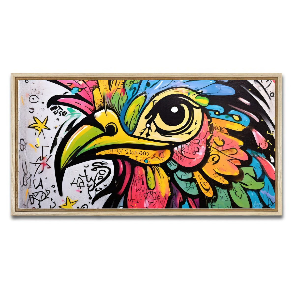 AUTO-MOCKUP WHITE | rooster graffiti | 1 Piece | Natural Framed Canvas | group=2x1