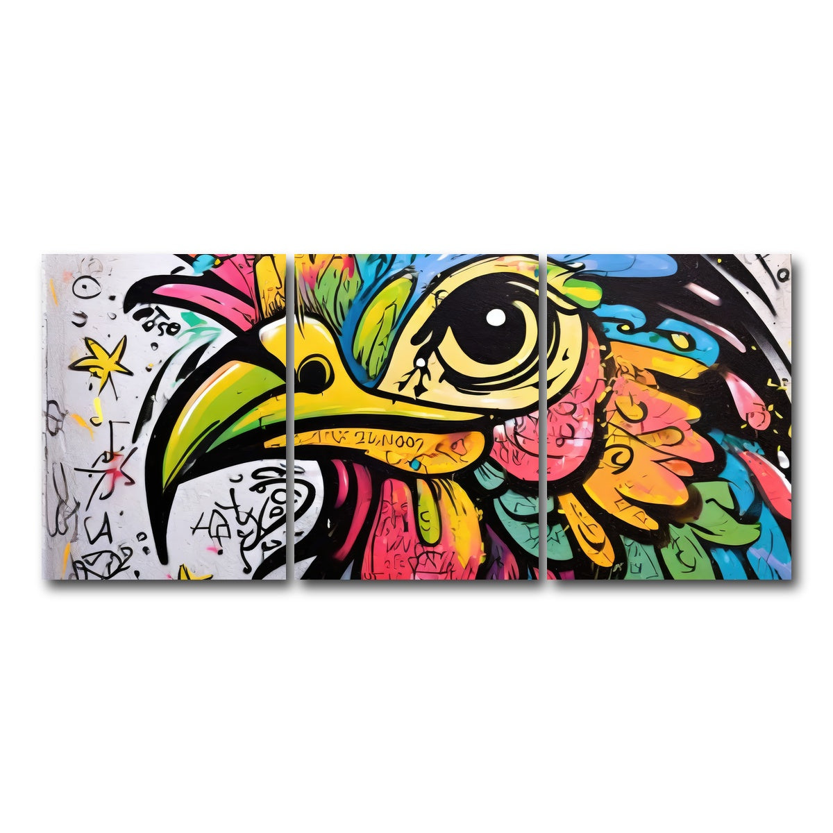 AUTO-MOCKUP WHITE | rooster graffiti | 3 Piece | Gallery Wrap Canvas | group=18x24