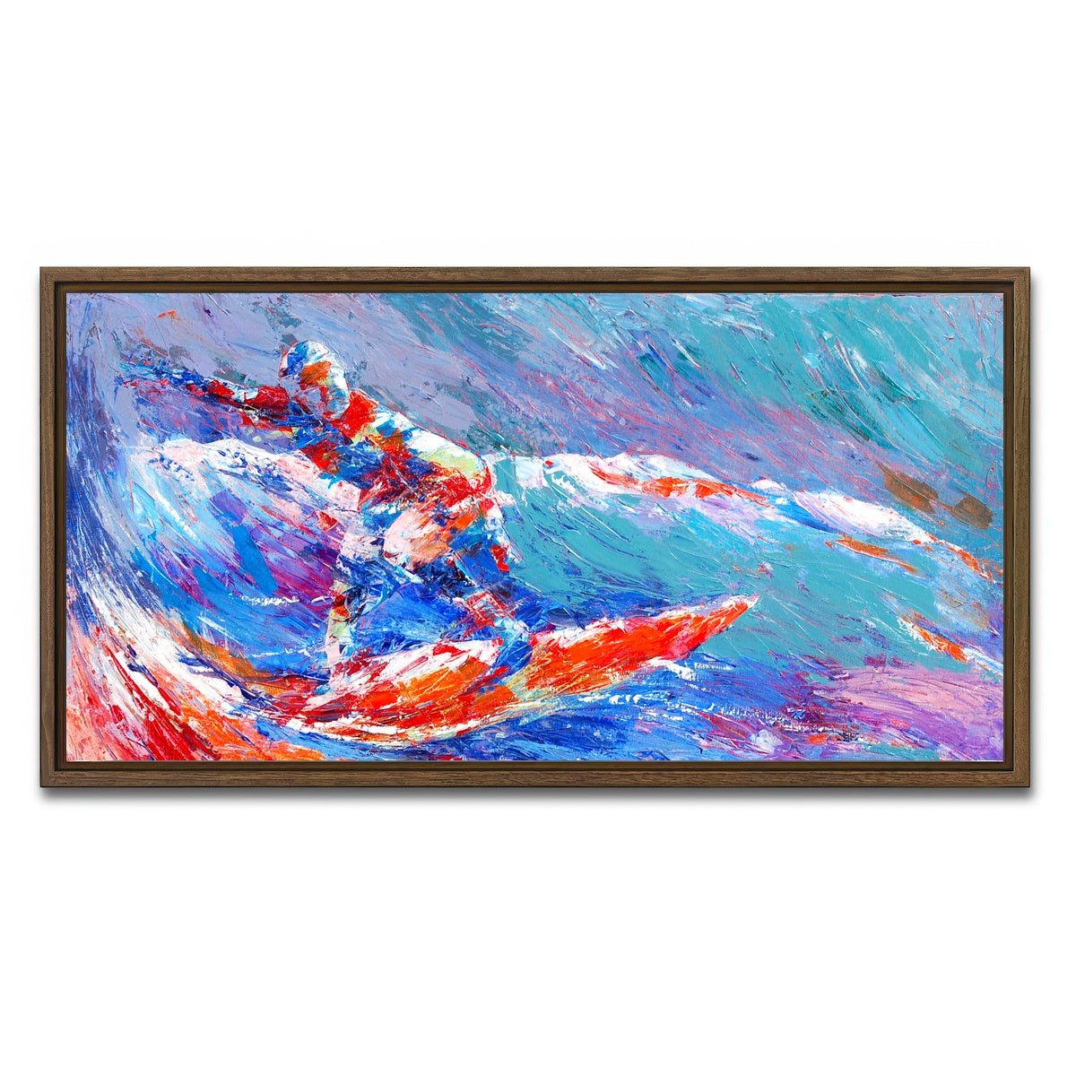 AUTO-MOCKUP WHITE | shortboard splash | 1 Piece | Walnut Framed Canvas | group=2x1