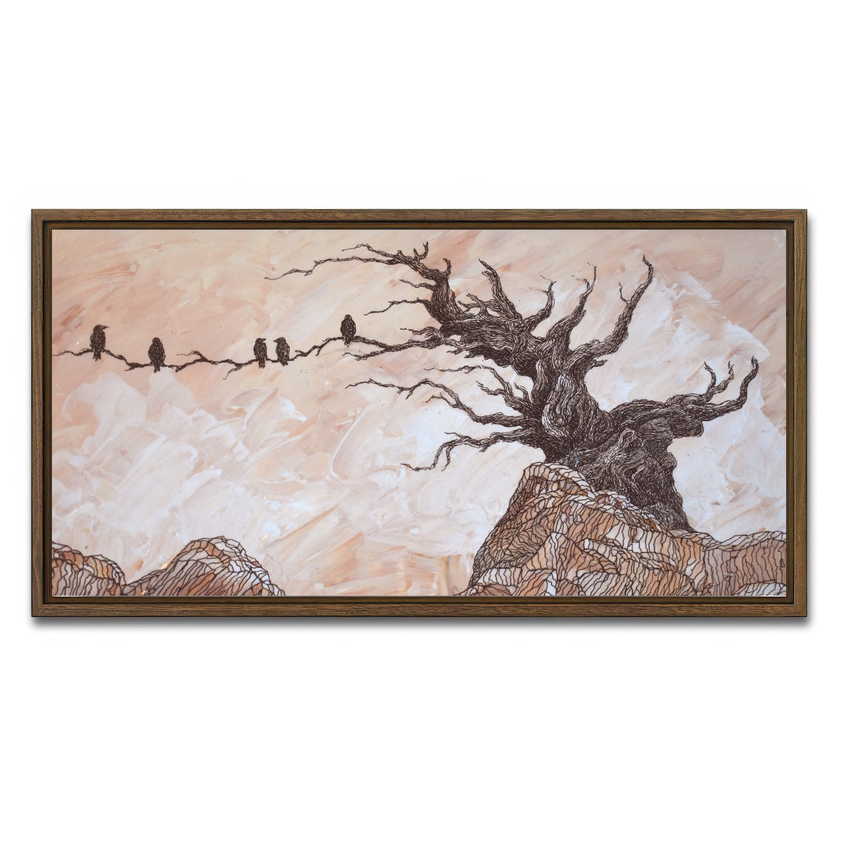 AUTO-MOCKUP WHITE | silence of the ravens | 1 Piece | Walnut Framed Canvas | group=2x1