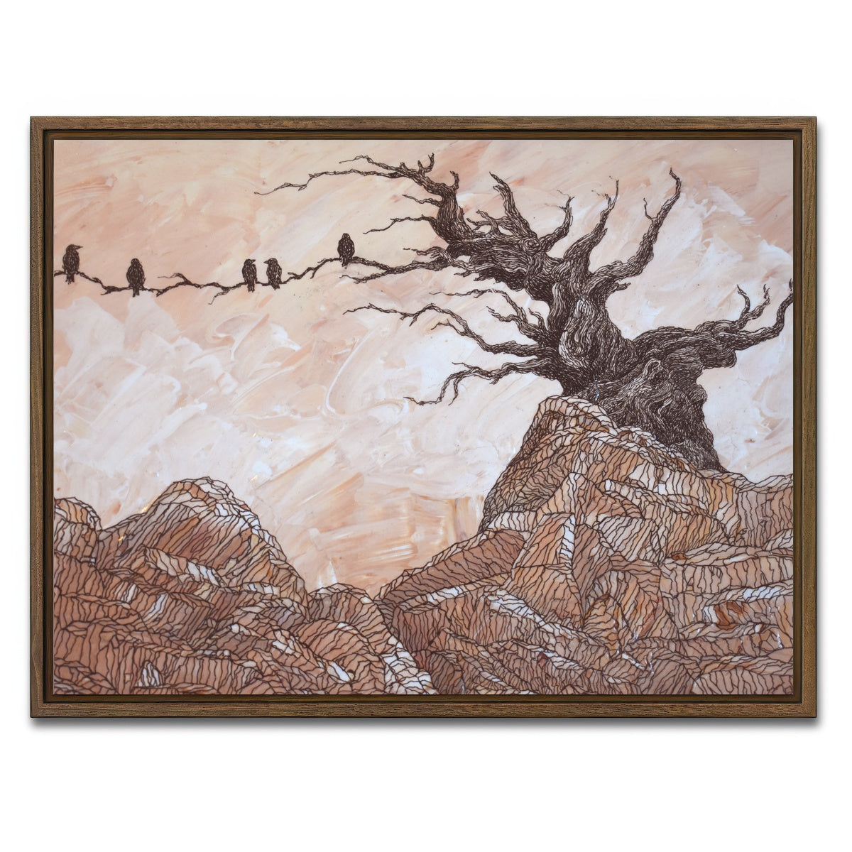 AUTO-MOCKUP WHITE | silence of the ravens | 1 Piece | Walnut Framed Canvas | group=4x3