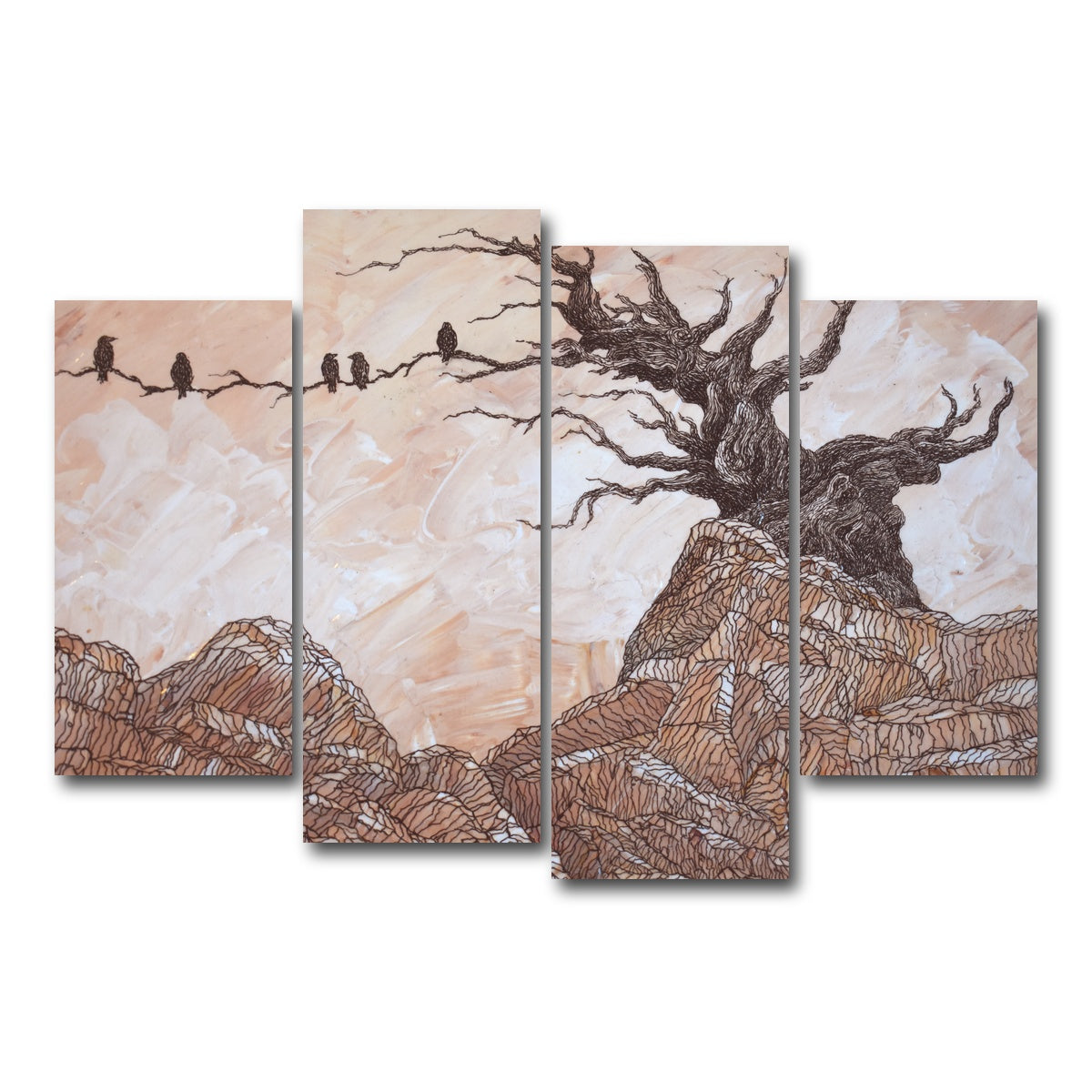 AUTO-MOCKUP WHITE | silence of the ravens | 4 Piece | Gallery Wrap Canvas | group=4_short