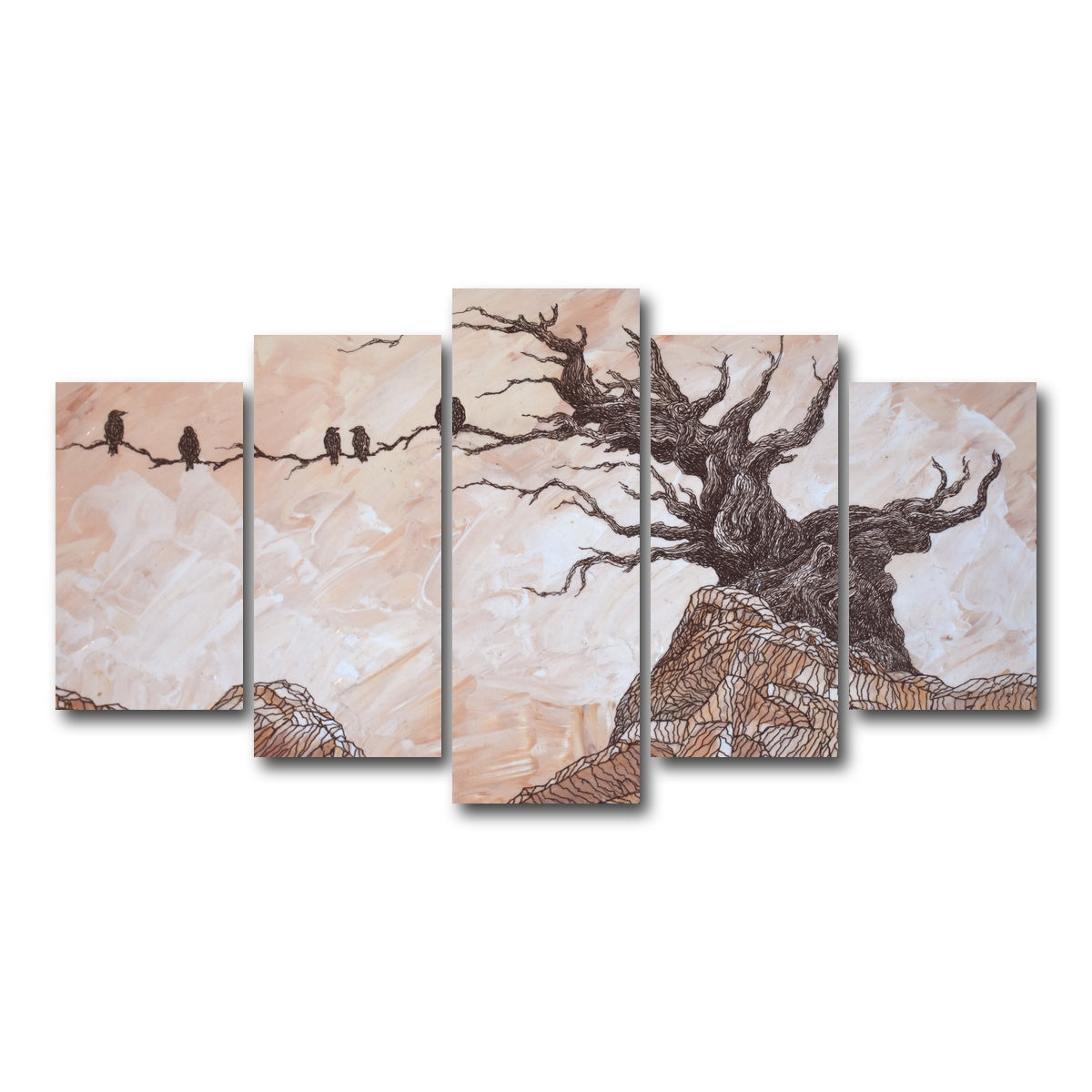 AUTO-MOCKUP WHITE | silence of the ravens | 5 Piece | Gallery Wrap Canvas | group=5_normal