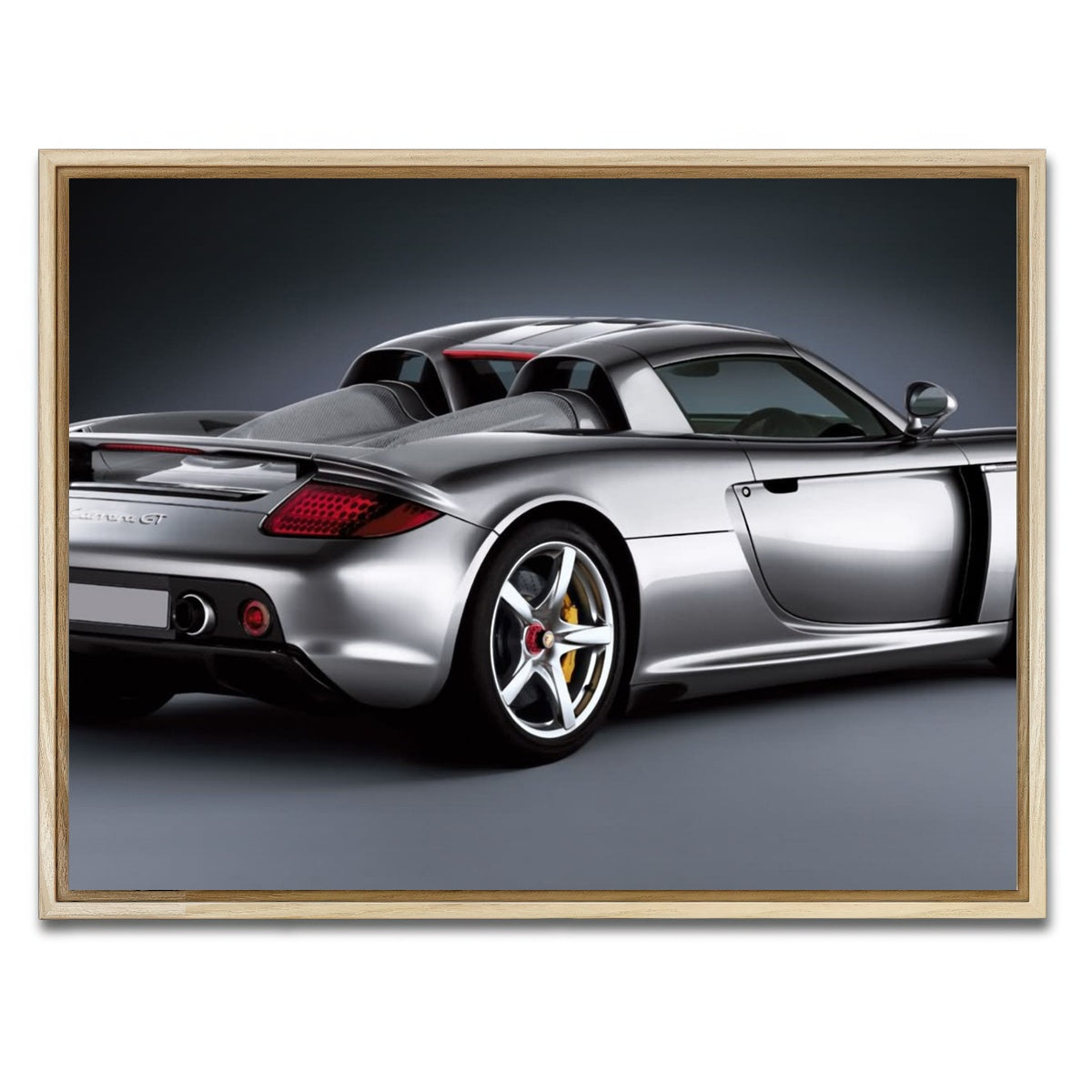 AUTO-MOCKUP WHITE | silver Porsche carrera gt | 1 Piece | Natural Framed Canvas | group=4x3