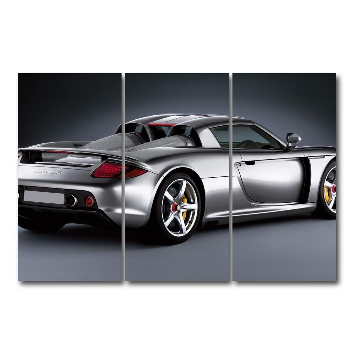 AUTO-MOCKUP WHITE | silver Porsche carrera gt | 3 Piece | Gallery Wrap Canvas | group=12x24