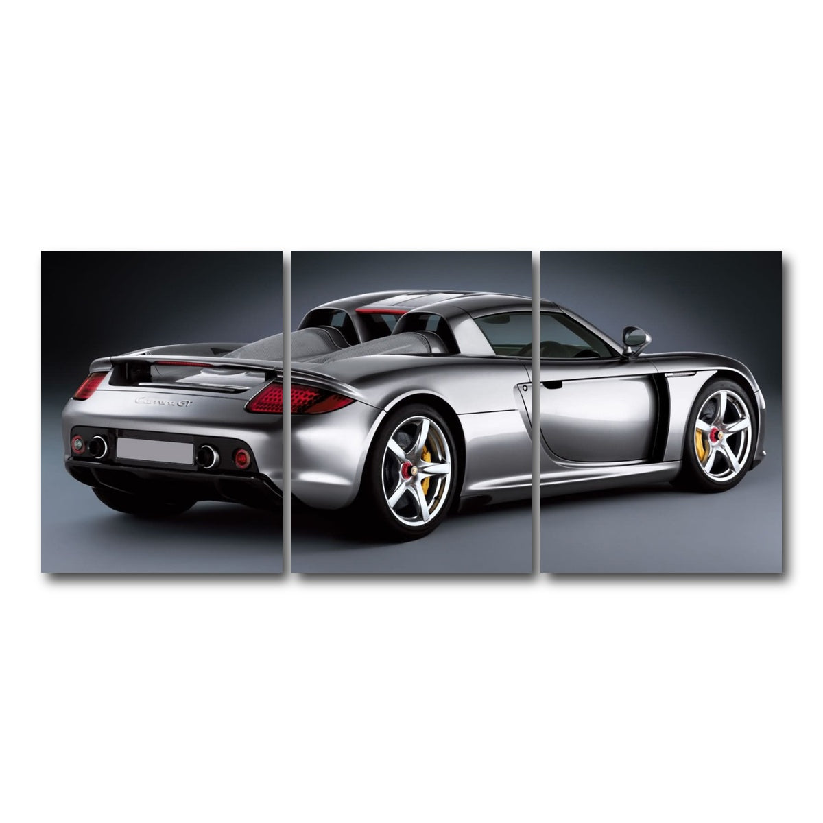 AUTO-MOCKUP WHITE | silver Porsche carrera gt | 3 Piece | Gallery Wrap Canvas | group=18x24