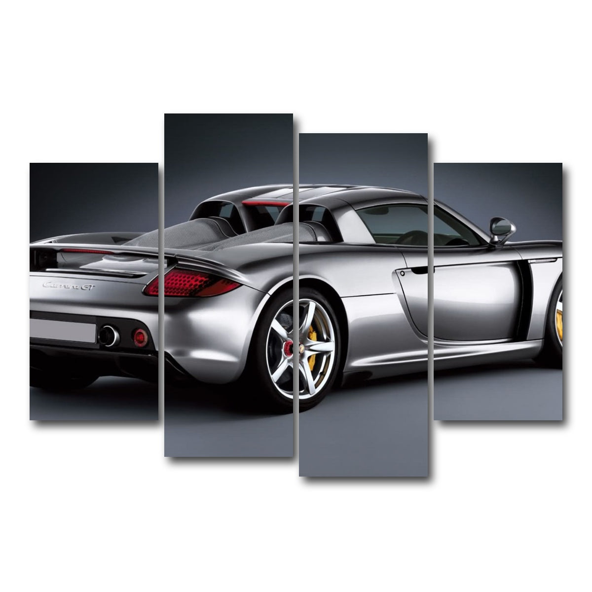 AUTO-MOCKUP WHITE | silver Porsche carrera gt | 4 Piece | Gallery Wrap Canvas | group=4_short