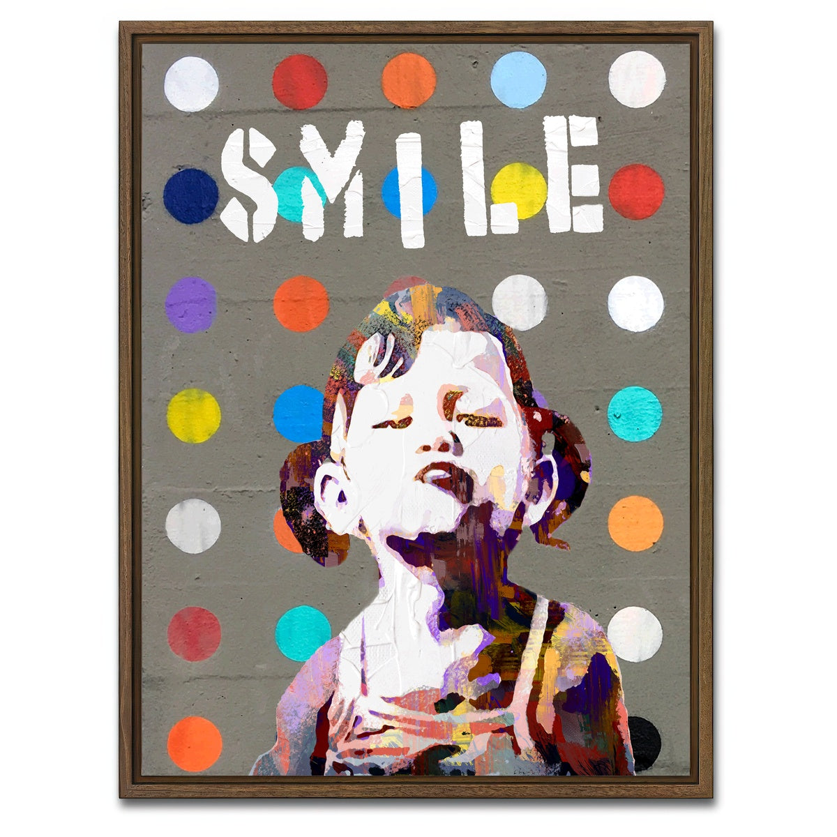 AUTO-MOCKUP WHITE | smile girl | 1 Piece | Walnut Framed Canvas | group=3x4