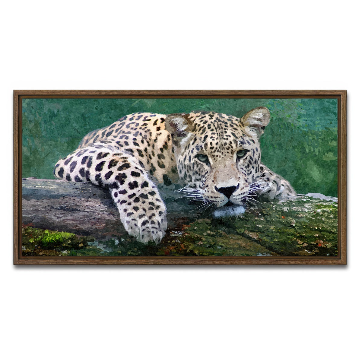 AUTO-MOCKUP WHITE | snow leopard | 1 Piece | Walnut Framed Canvas | group=2x1