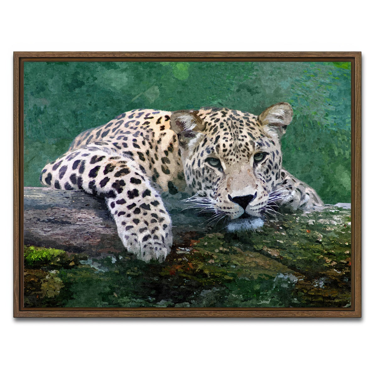 AUTO-MOCKUP WHITE | snow leopard | 1 Piece | Walnut Framed Canvas | group=4x3