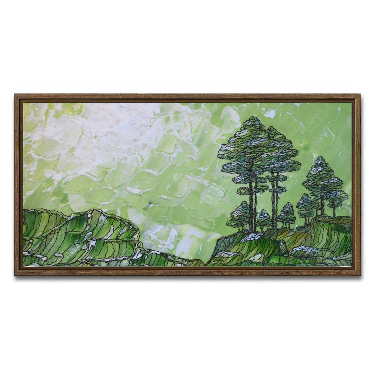 AUTO-MOCKUP WHITE | stillness and meditation | 1 Piece | Walnut Framed Canvas | group=2x1