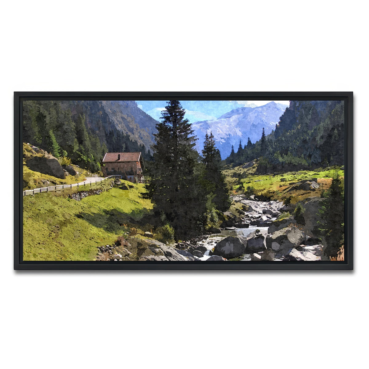 AUTO-MOCKUP WHITE | streamside mountain | 1 Piece | Black Framed Canvas | group=2x1