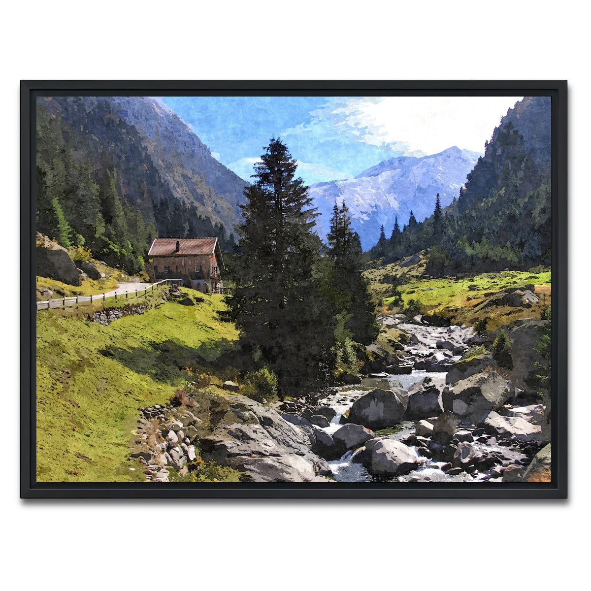 AUTO-MOCKUP WHITE | streamside mountain | 1 Piece | Black Framed Canvas | group=4x3