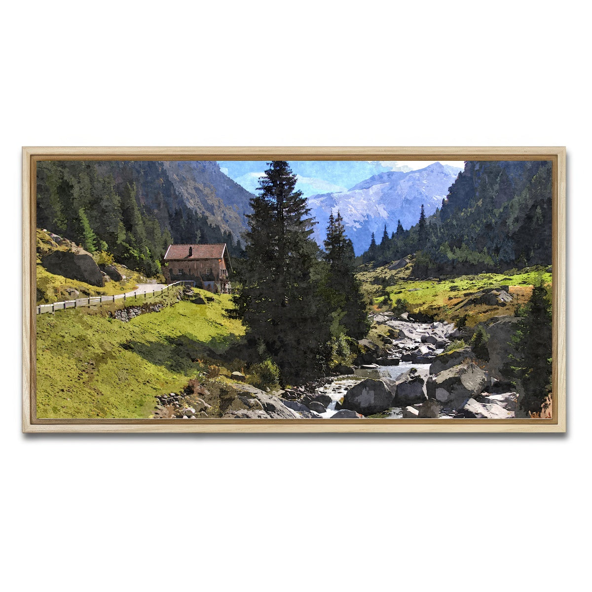AUTO-MOCKUP WHITE | streamside mountain | 1 Piece | Natural Framed Canvas | group=2x1