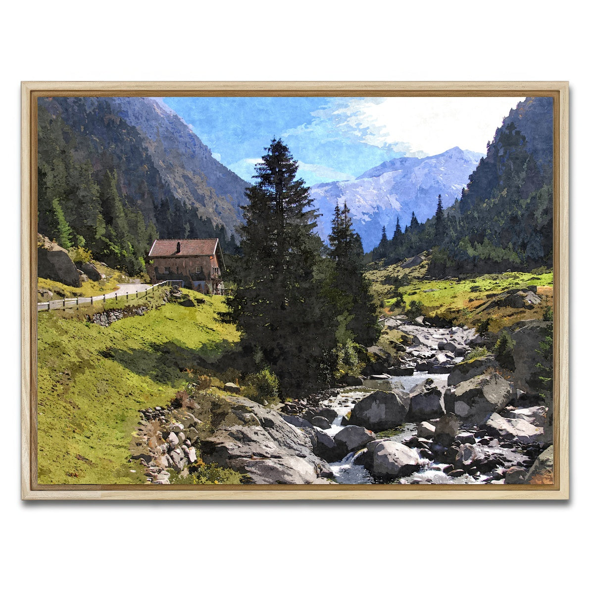AUTO-MOCKUP WHITE | streamside mountain | 1 Piece | Natural Framed Canvas | group=4x3