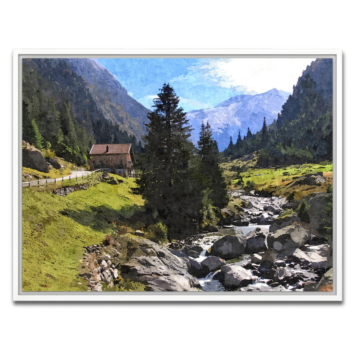 AUTO-MOCKUP WHITE | streamside mountain | 1 Piece | White Framed Canvas | group=4x3