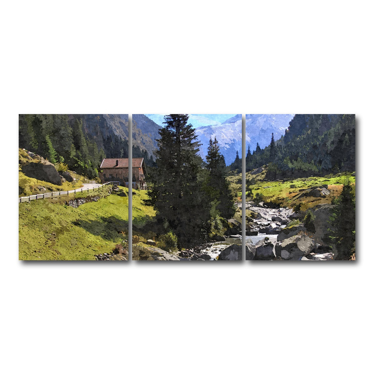 AUTO-MOCKUP WHITE | streamside mountain | 3 Piece | Gallery Wrap Canvas | group=18x24