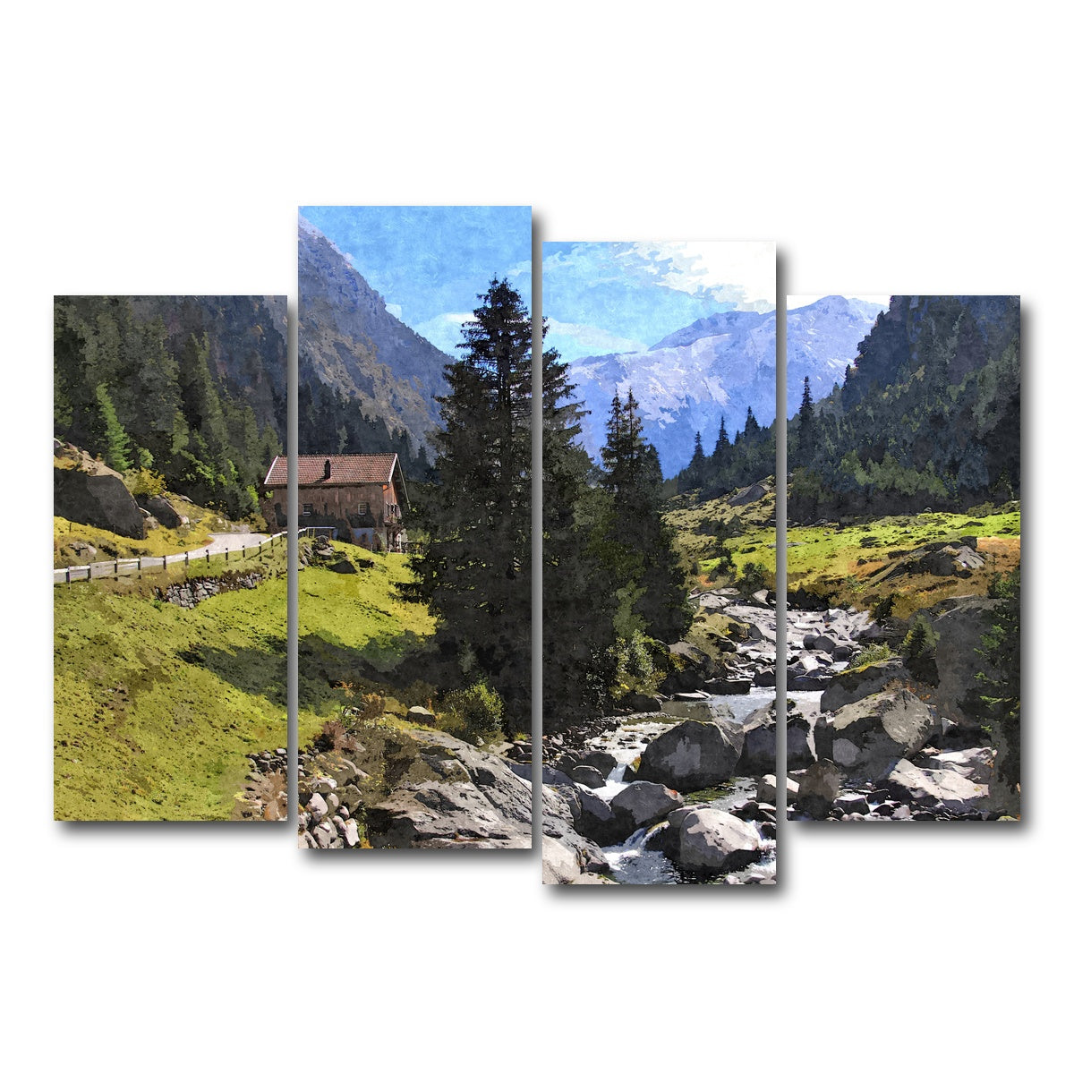 AUTO-MOCKUP WHITE | streamside mountain | 4 Piece | Gallery Wrap Canvas | group=4_normal