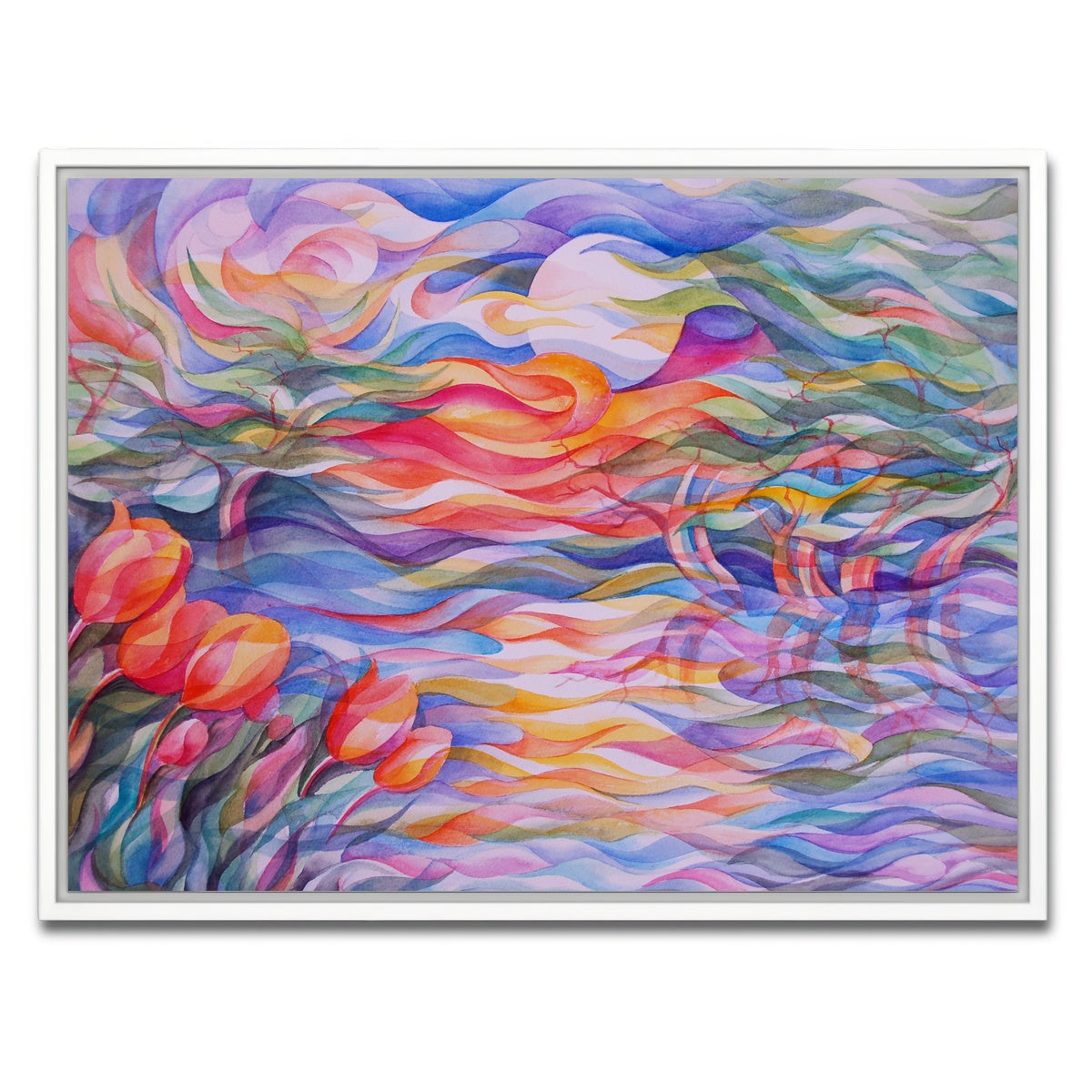 AUTO-MOCKUP WHITE | sunset tulips | 1 Piece | White Framed Canvas | group=4x3