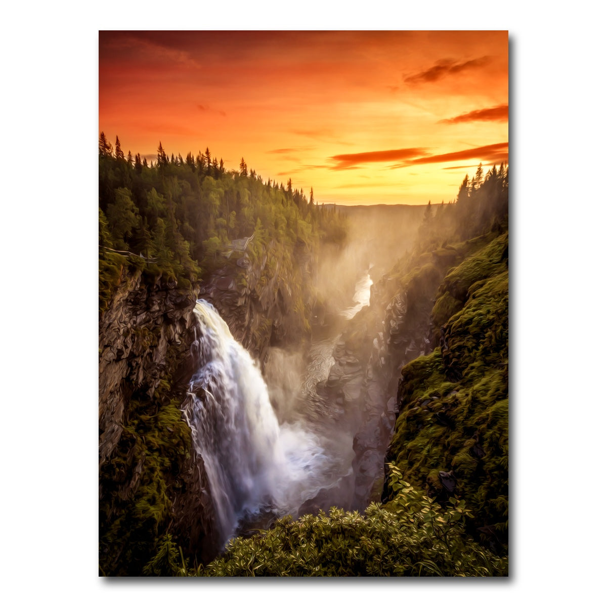 AUTO-MOCKUP WHITE | sunset waterfall | 1 Piece | Gallery Wrap Canvas | group=3x4