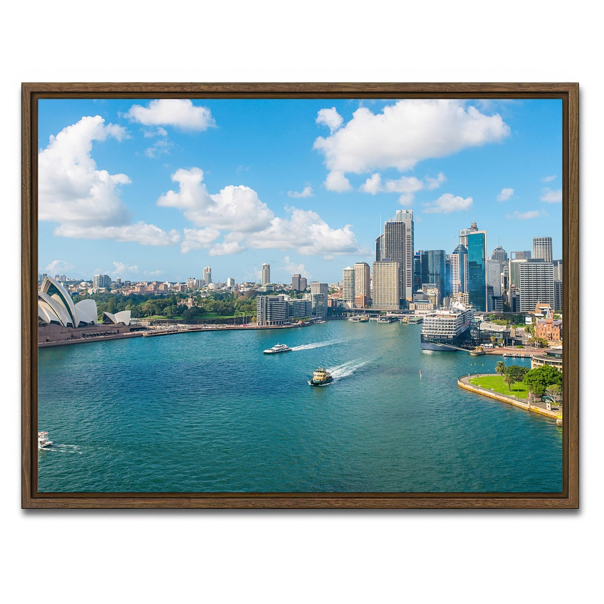 AUTO-MOCKUP WHITE | sydney skyline | 1 Piece | Walnut Framed Canvas | group=4x3