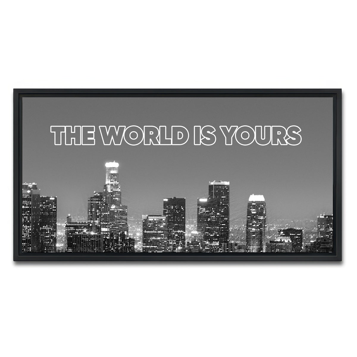 AUTO-MOCKUP WHITE | the world is yours | 1 Piece | Black Framed Canvas | group=2x1