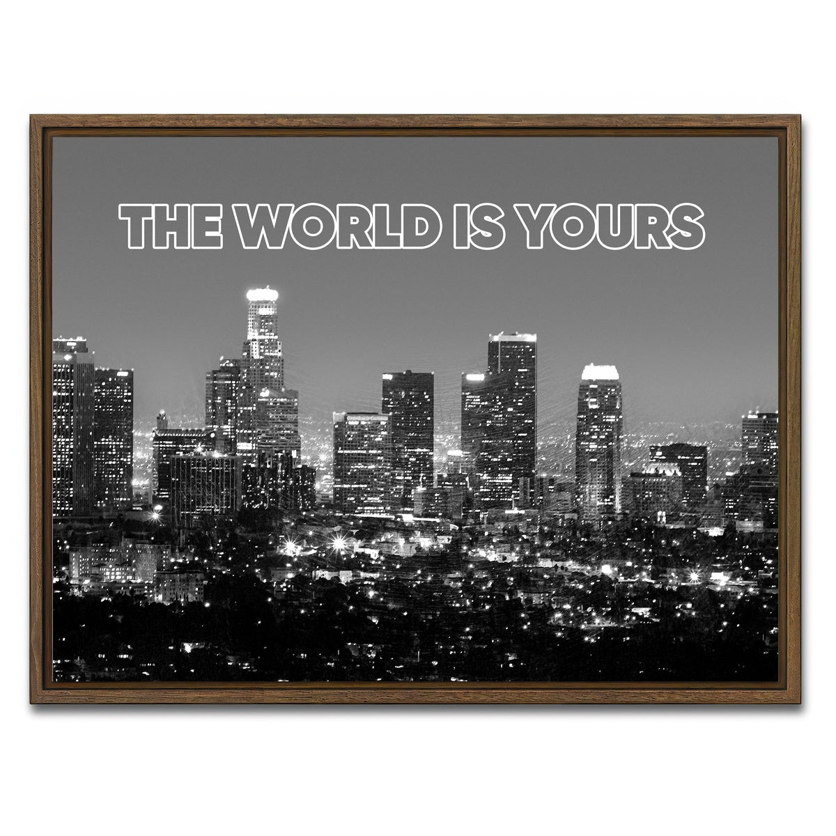 AUTO-MOCKUP WHITE | the world is yours | 1 Piece | Walnut Framed Canvas | group=4x3