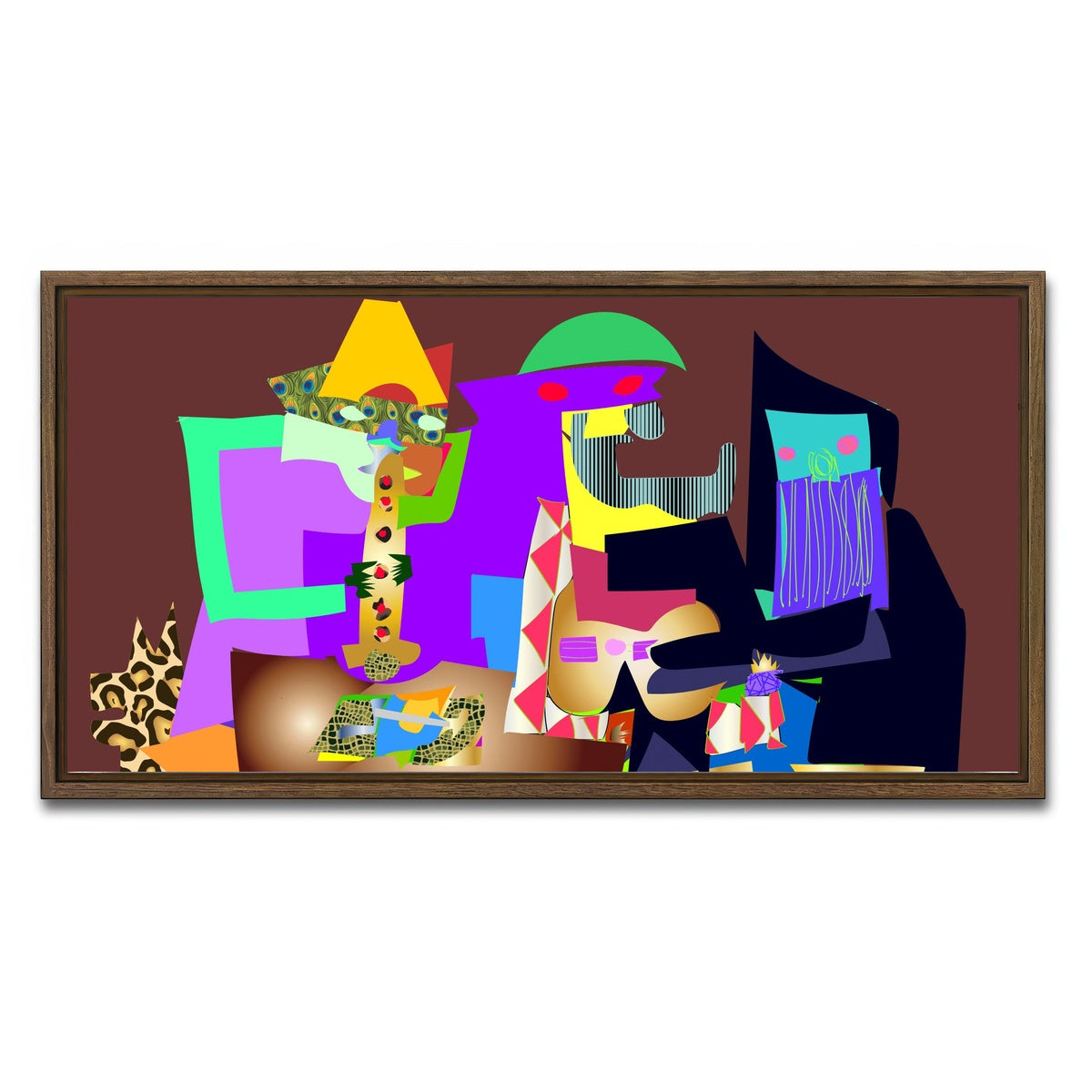 AUTO-MOCKUP WHITE | three musicians | 1 Piece | Walnut Framed Canvas | group=2x1