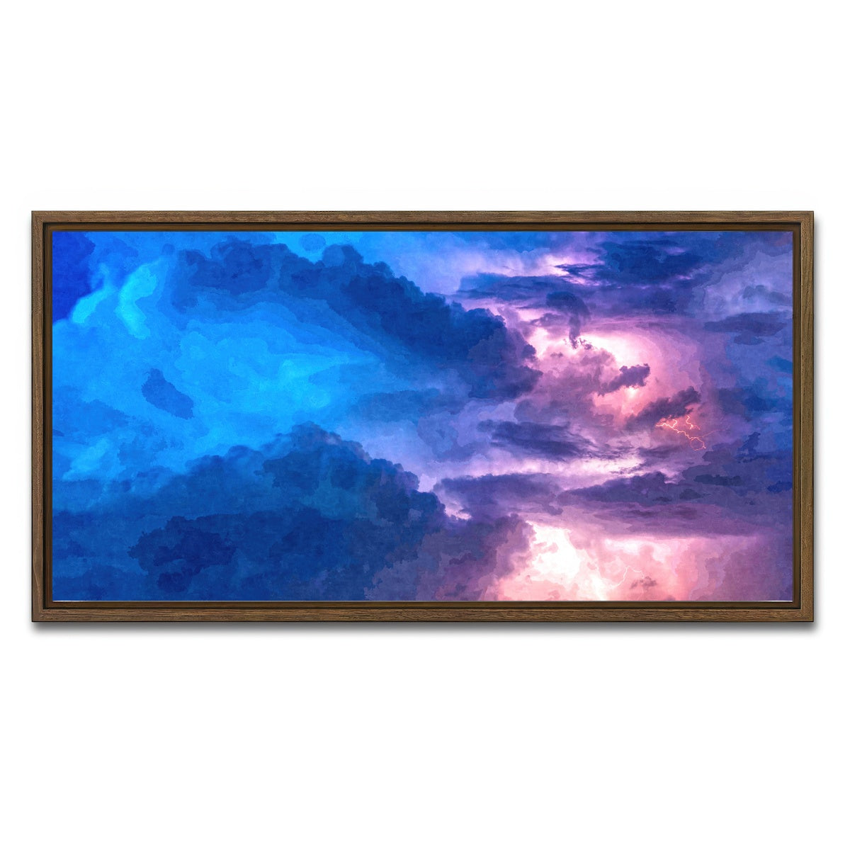 AUTO-MOCKUP WHITE | thunderstorm at night | 1 Piece | Walnut Framed Canvas | group=2x1