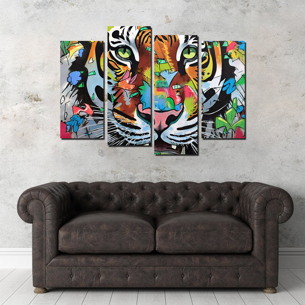 Tiger Graffiti Wall Art