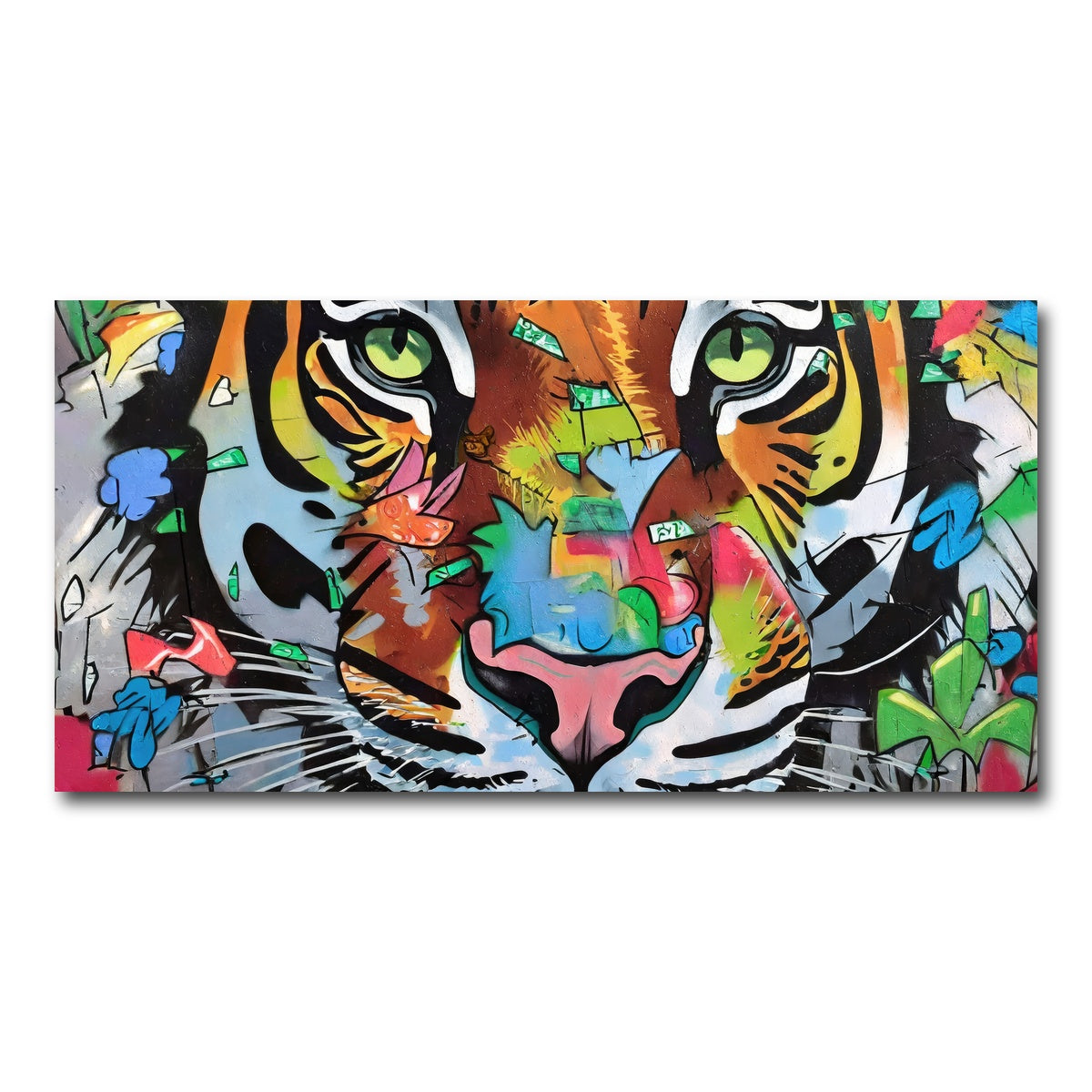 AUTO-MOCKUP WHITE | tiger graffiti | 1 Piece | Gallery Wrap Canvas | group=2x1