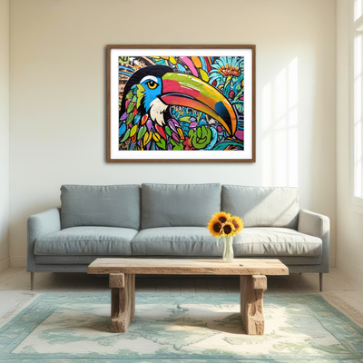 AUTO-MOCKUP ROOM | Toucan Graffiti Wall Art