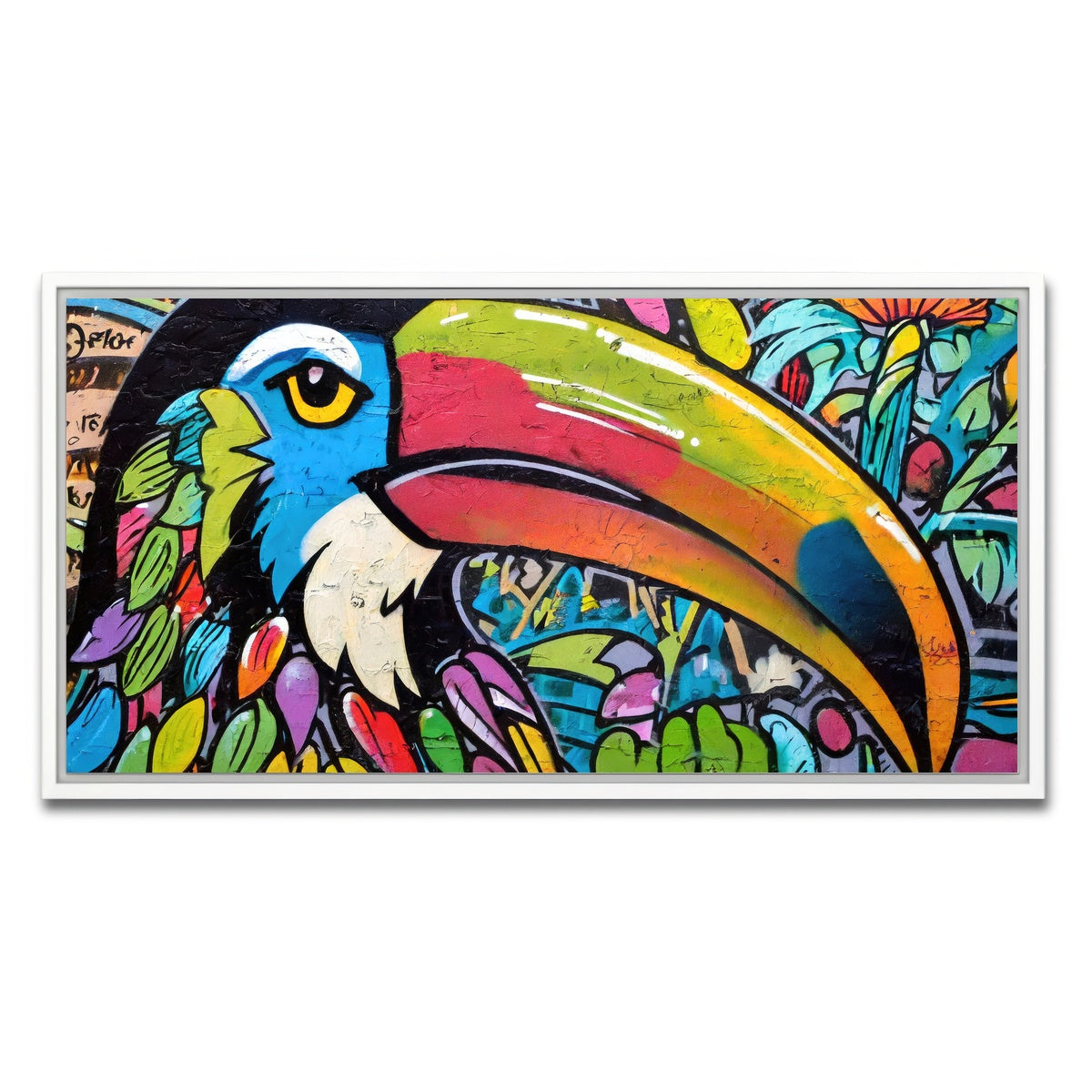 AUTO-MOCKUP WHITE | toucan graffiti | 1 Piece | White Framed Canvas | group=2x1