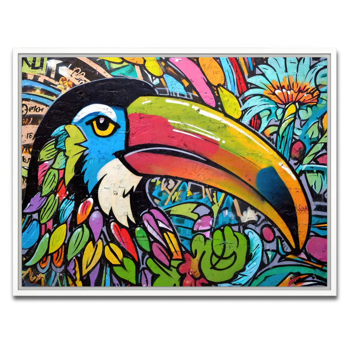 AUTO-MOCKUP WHITE | toucan graffiti | 1 Piece | White Framed Canvas | group=4x3
