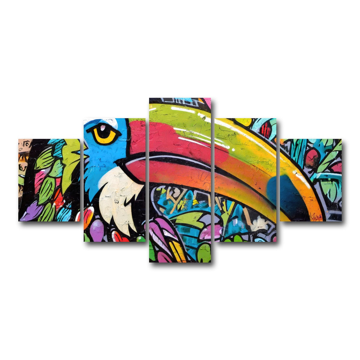 AUTO-MOCKUP WHITE | toucan graffiti | 5 Piece | Gallery Wrap Canvas | group=5_short