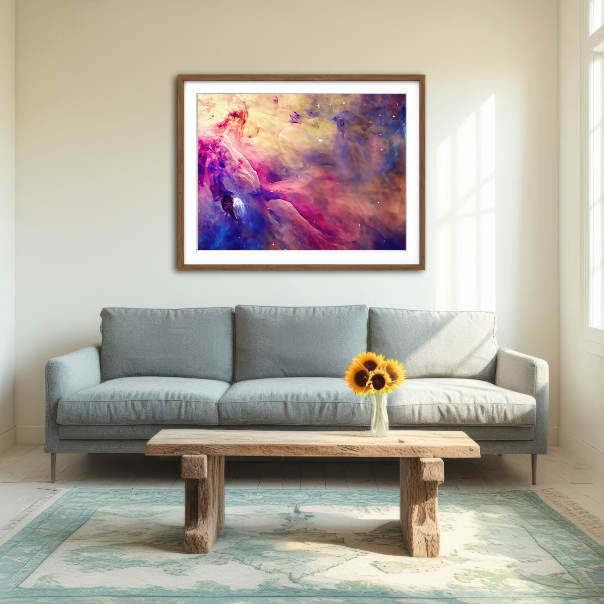 AUTO-MOCKUP ROOM | Translucent Cosmic Clouds Wall Art