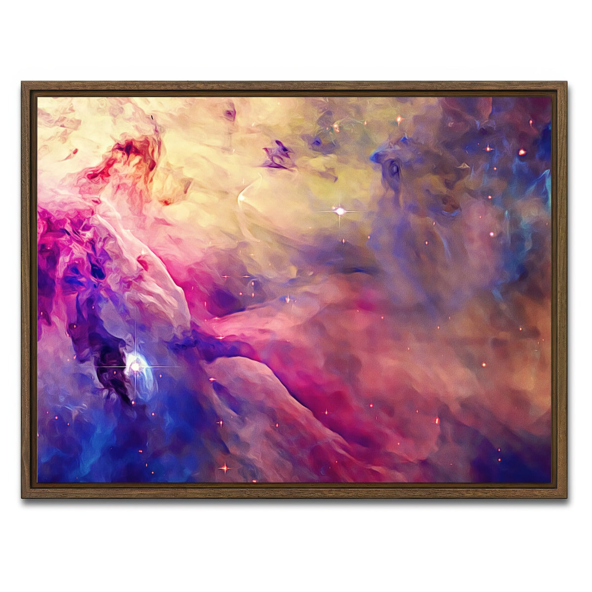 AUTO-MOCKUP WHITE | translucent cosmic clouds | 1 Piece | Walnut Framed Canvas | group=4x3