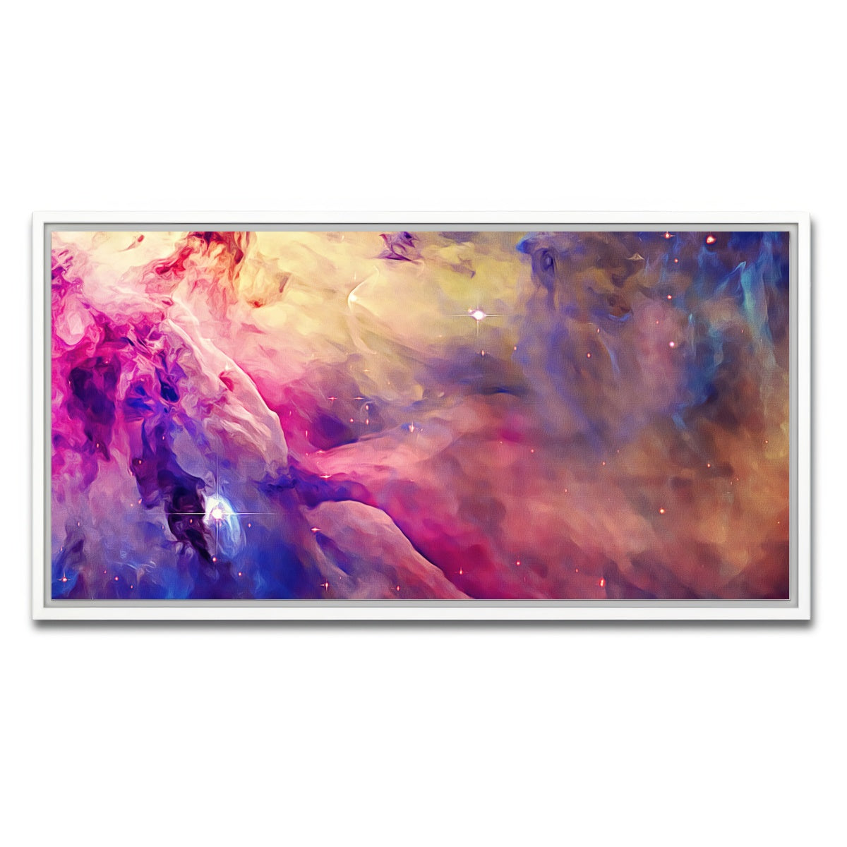 AUTO-MOCKUP WHITE | translucent cosmic clouds | 1 Piece | White Framed Canvas | group=2x1