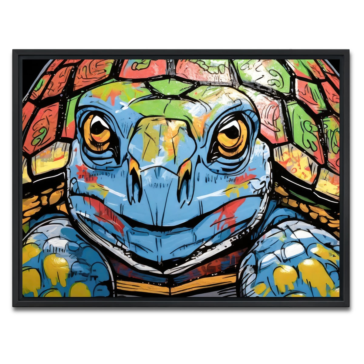 AUTO-MOCKUP WHITE | turtle graffiti | 1 Piece | Black Framed Canvas | group=4x3