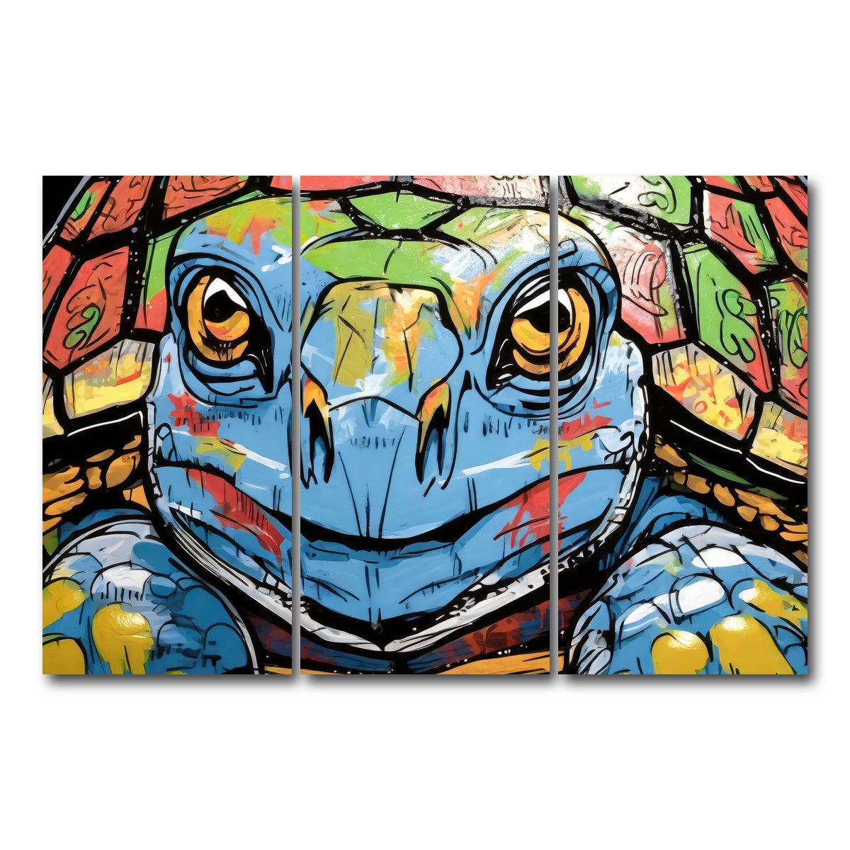 AUTO-MOCKUP WHITE | turtle graffiti | 3 Piece | Gallery Wrap Canvas | group=12x24