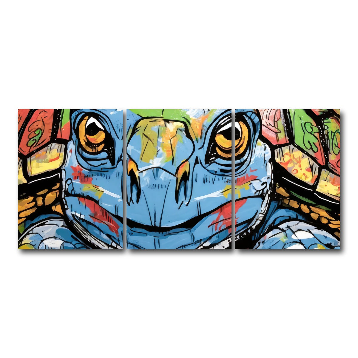 AUTO-MOCKUP WHITE | turtle graffiti | 3 Piece | Gallery Wrap Canvas | group=18x24