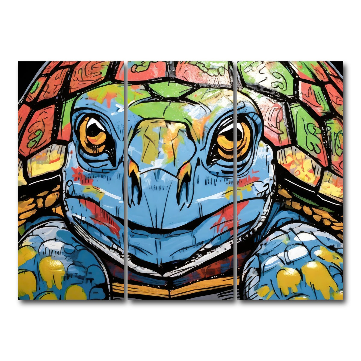 AUTO-MOCKUP WHITE | turtle graffiti | 3 Piece | Gallery Wrap Canvas | group=8x18