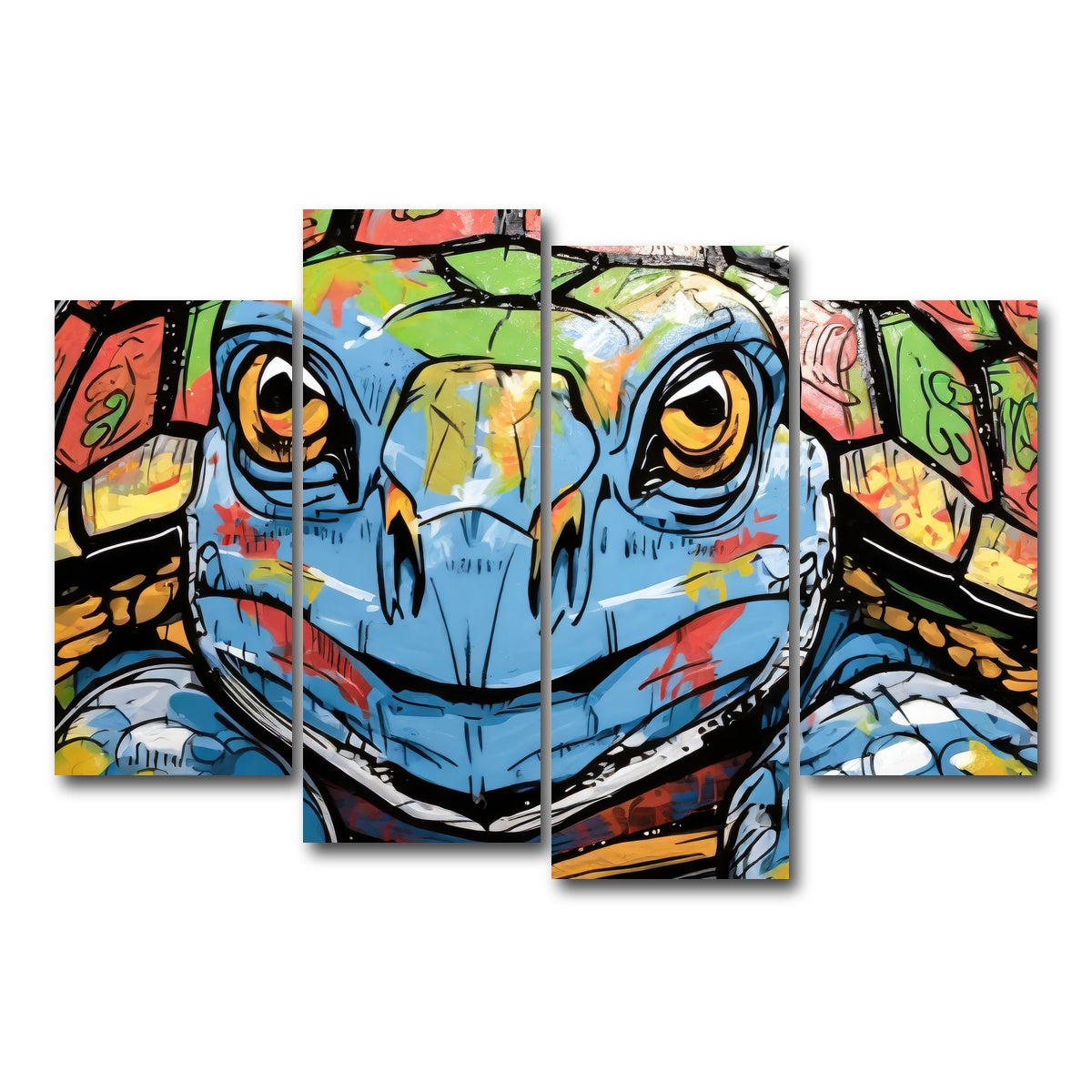 AUTO-MOCKUP WHITE | turtle graffiti | 4 Piece | Gallery Wrap Canvas | group=4_short