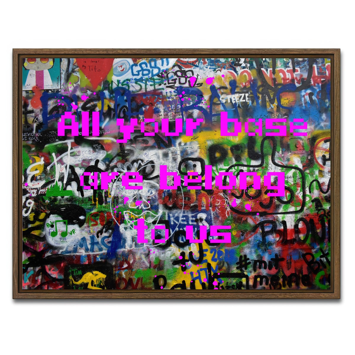 AUTO-MOCKUP WHITE | video game meme | 1 Piece | Walnut Framed Canvas | group=4x3