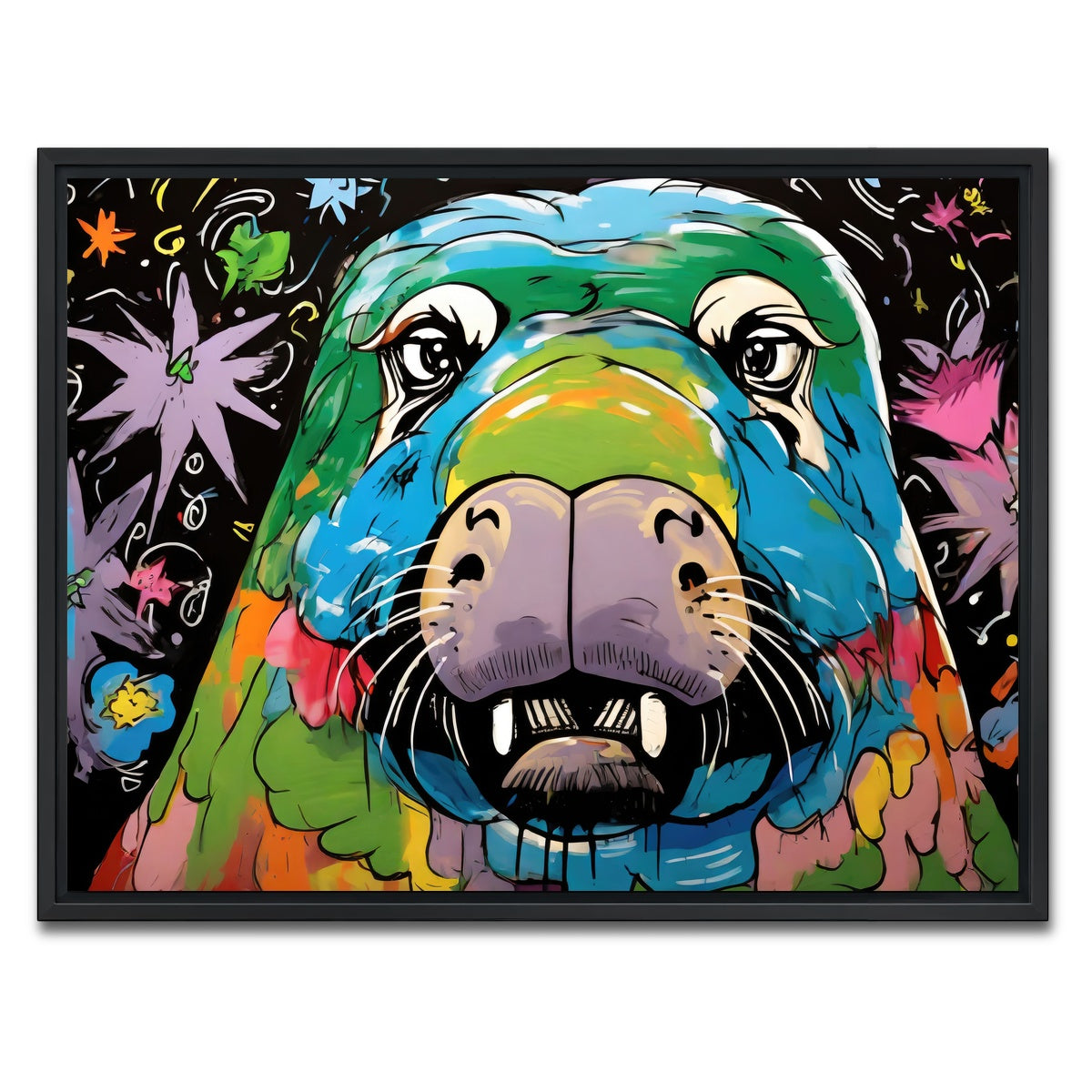 AUTO-MOCKUP WHITE | walrus graffiti | 1 Piece | Black Framed Canvas | group=4x3