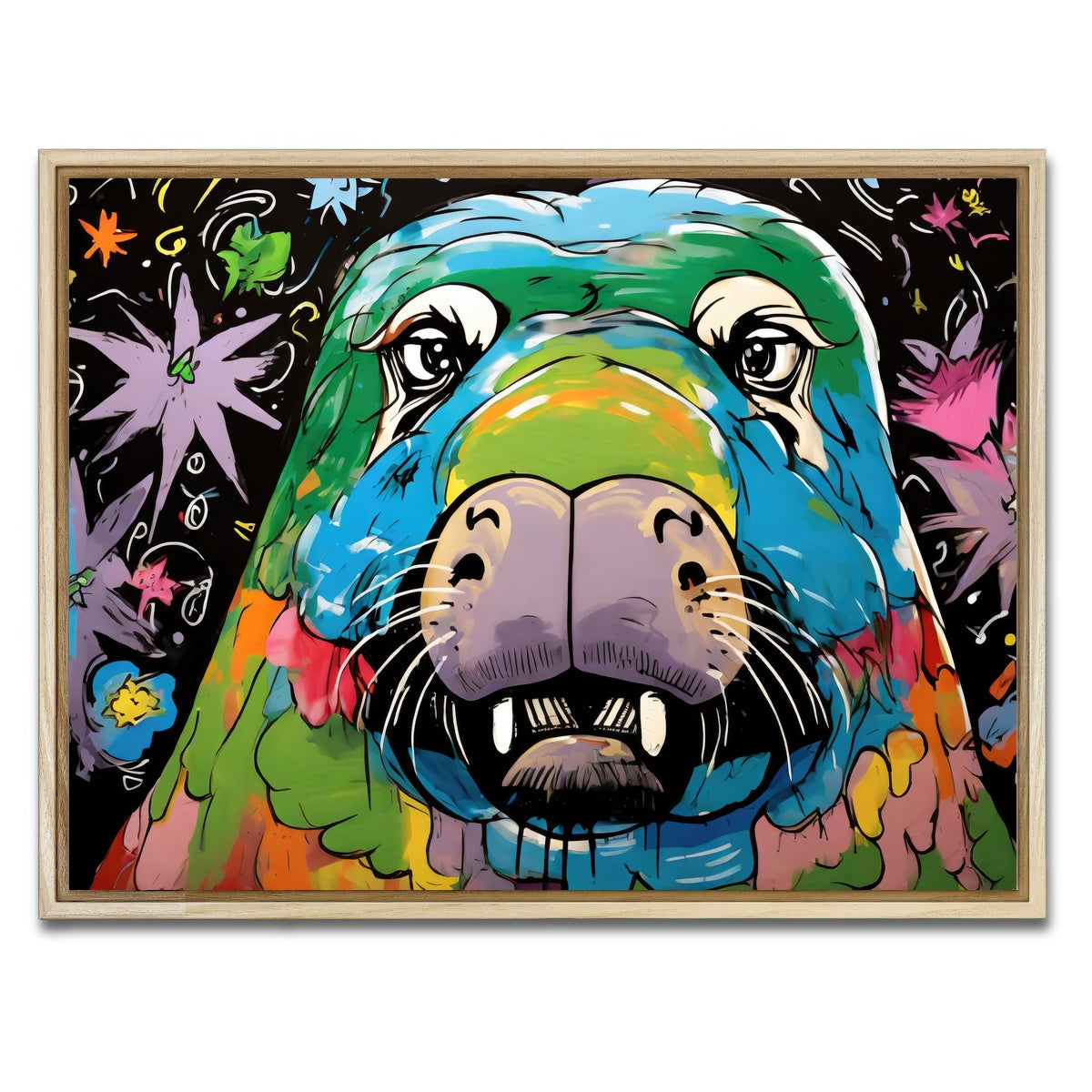 AUTO-MOCKUP WHITE | walrus graffiti | 1 Piece | Natural Framed Canvas | group=4x3