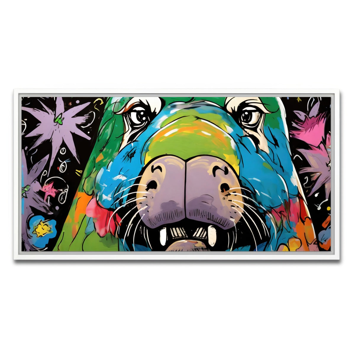 AUTO-MOCKUP WHITE | walrus graffiti | 1 Piece | White Framed Canvas | group=2x1