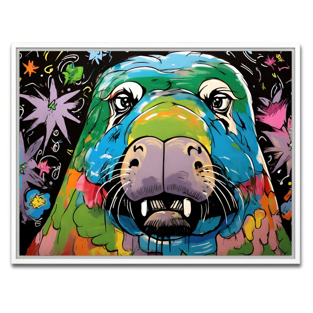 AUTO-MOCKUP WHITE | walrus graffiti | 1 Piece | White Framed Canvas | group=4x3